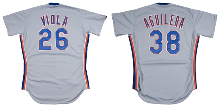 Lot of (2) 1989 New York Mets Game Used Road Jerseys - Rick Aguilera & Frank Viola 